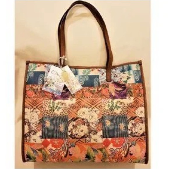 🆕 Johnny Was Grace Iconic Patchwork Tote Bag Tan Leather Iconic Patchwork Design - Picture 13 of 16